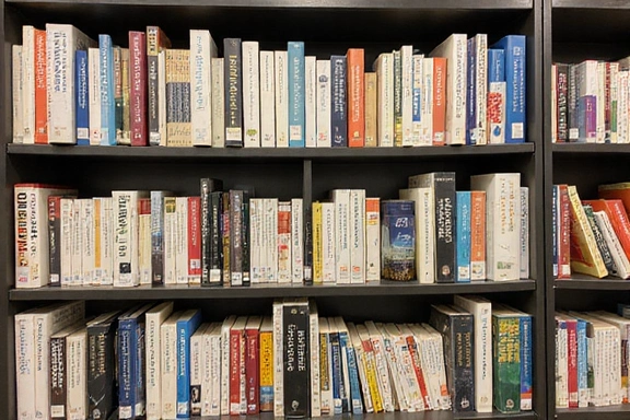 Scaffali con libri e riviste scientifiche sulla nutrizione.