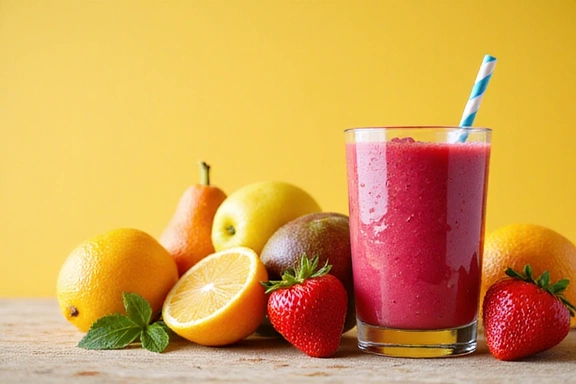 Immagine di frutta fresca e frullato